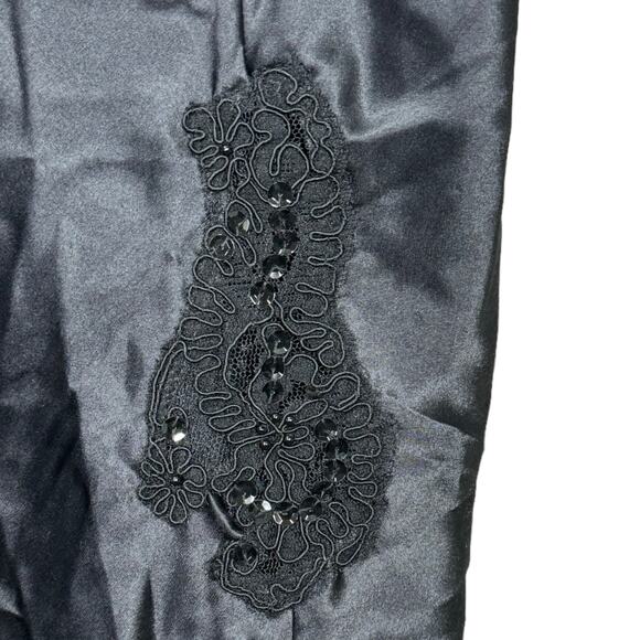 Vintage Y2K Victoria's Secret Slip Dress Teddy Medium M Black Embellished Satin - Picture 4 of 7
